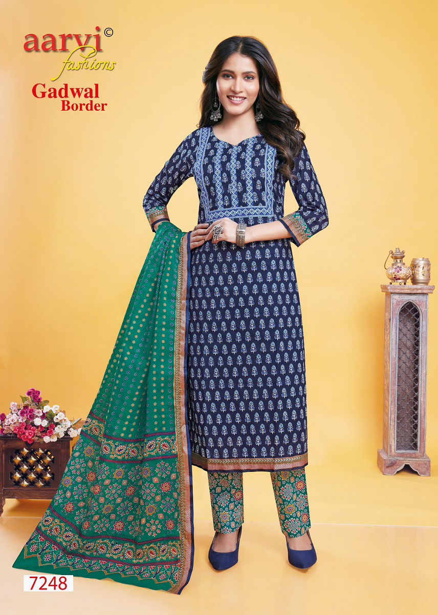 Aarvi Gadhwal Border Vol 9 Printed Cotton Readymade Dress Catalog
